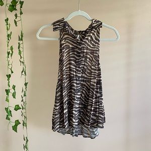 Free People Sleeveless Tiger Stripe Button Down Blouse